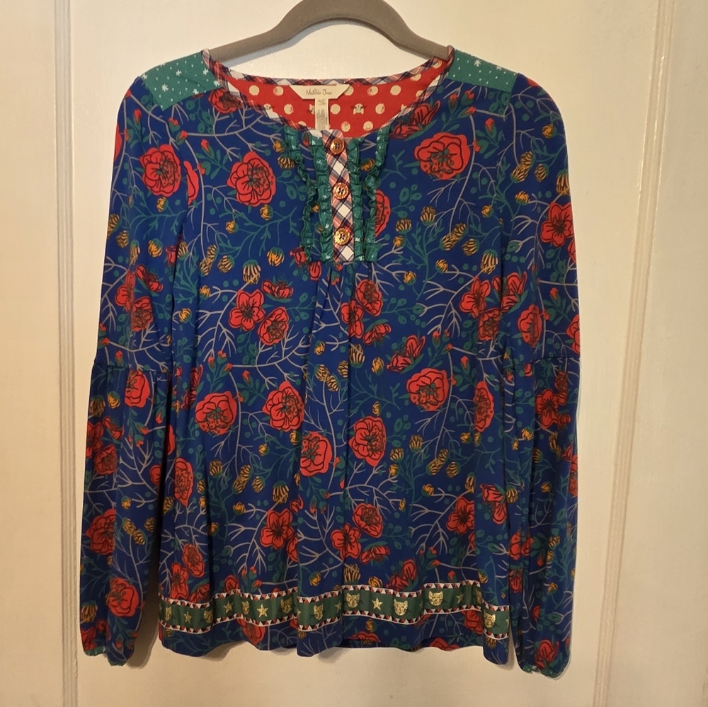 Matilda Jane Blue and Red Floral Kids Blouse